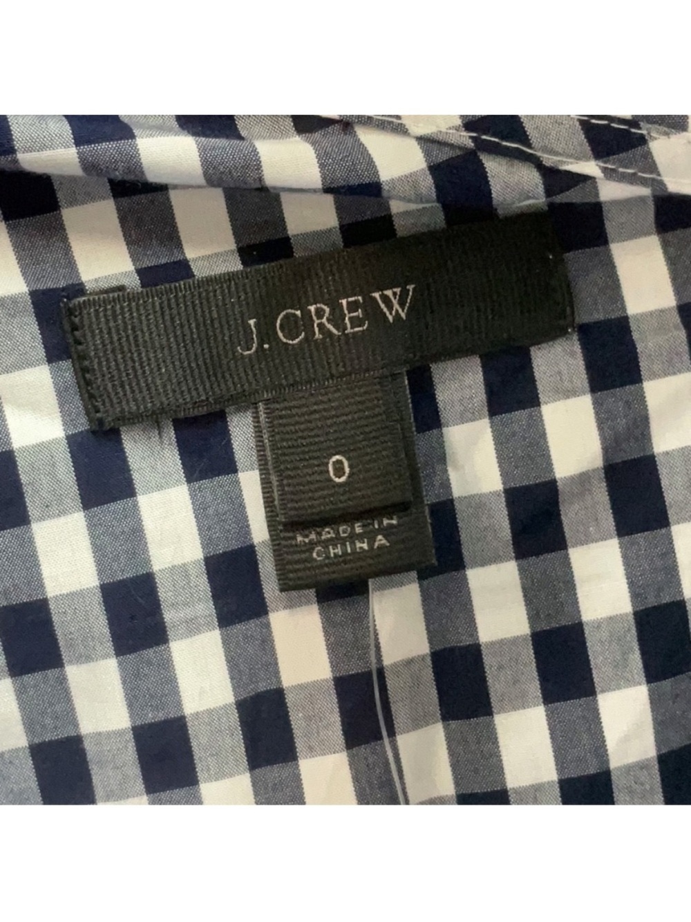 J.Crew One Shoulder Ruffle Top Gingham Navy White Size 0 NWT Summer Date Night - Picture 6 of 6